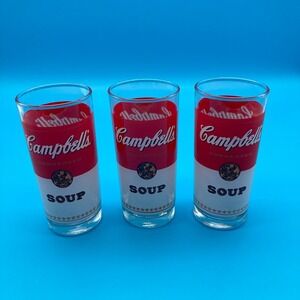 Vintage 1998 Campbell's Soup Condensed Juice Glasses -Set of 3 Collector Edition